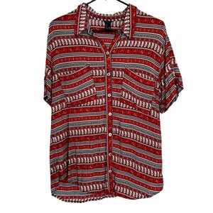 Forever 21 Red bandana print button-up shirt